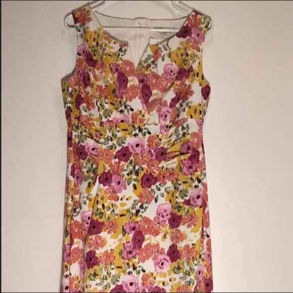 NWT Cleo Cotton Prom Floral Mini Dress Fully Lined Ruched Waist Sleeveless - Picture 6 of 16